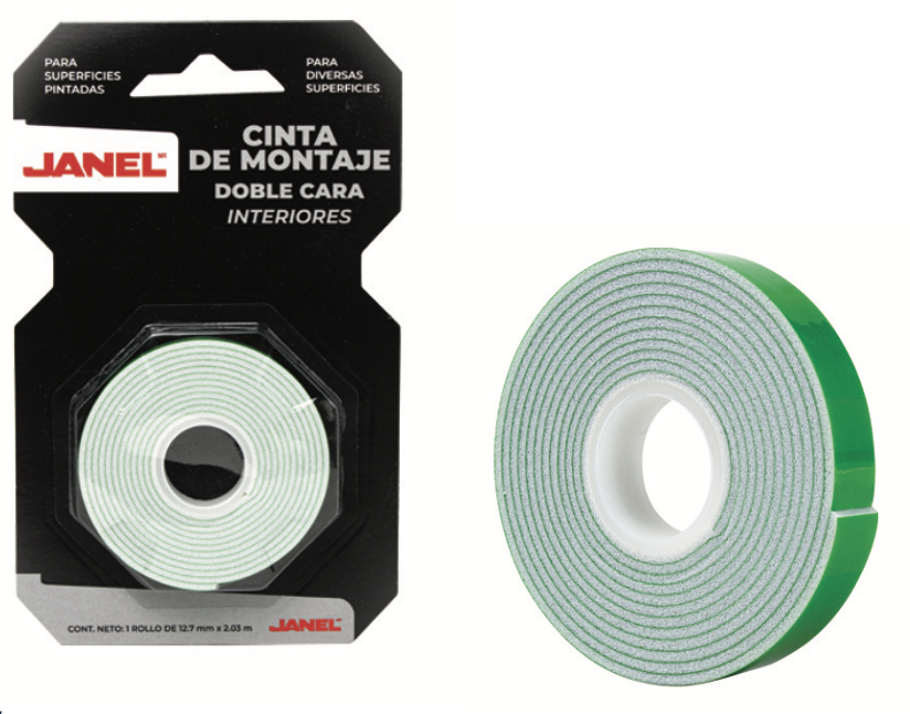janel-industrial-doble-capa-linea-420-blanco-verde-01-producto Cinta Doble Capa Foam Blanco Verde 430